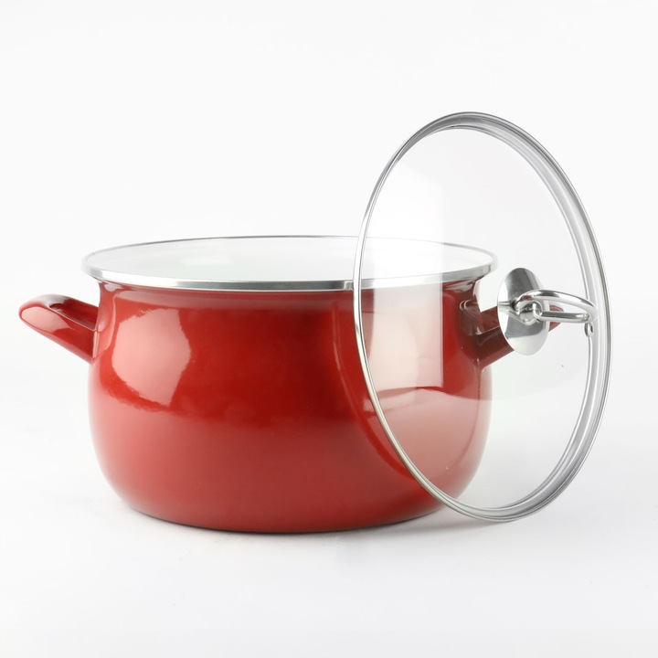 Garnek emaliowany czerwony HELENA 6,5L Gaz Indukcja Tradycyjny