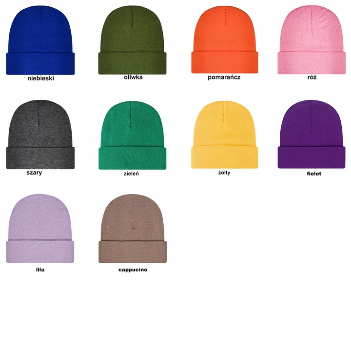 Czapka zimowa beanie z własnym haftem napisem personalizacja 26 kolorów