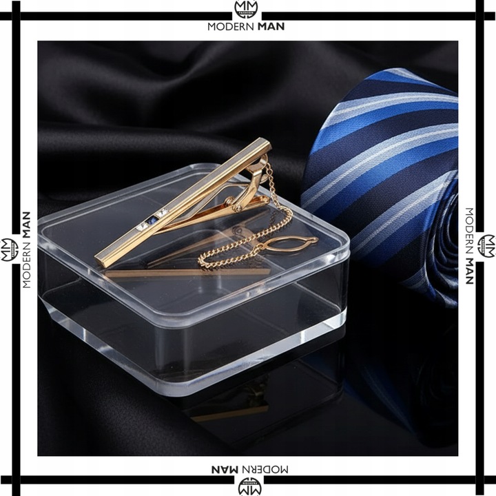 Spinka do krawata + PUDEŁKO złota klasyczna modna prezent dla Niego