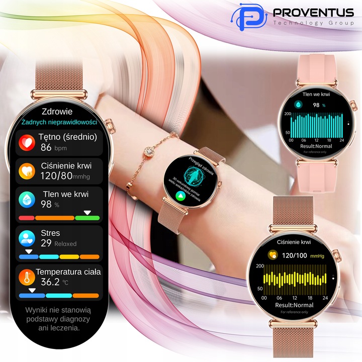 ZEGAREK SMARTWATCH DAMSKI FUNKCJA ROZMOWY EKG CIŚNIENIE MENU PL KARDIOWATCH