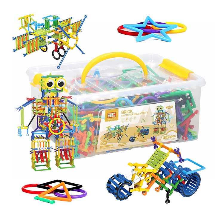 Klocki Małych Geniuszy Słomki Konstrukcyjne 869 el Edukacyjne Dla Dzieci