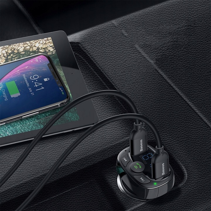 BASEUS TRANSMITER ADAPTER ŁADOWARKA BLUETOOTH FM MICRO SD DO AUTA