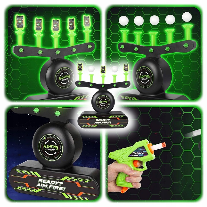 STRZELANIE DO CELU GRA PISTOLET + LATAJĄCE PIŁKI PREZENT DLA 6 7 8 9 LATKA