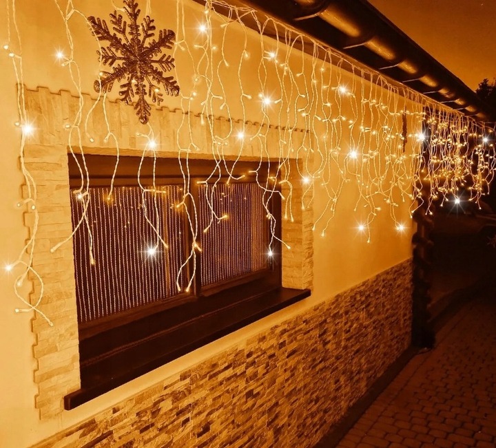 LAMPKI ZEWNĘTRZNE ŚWIĄTECZNE SOPLE 300 LED Z EFEKTEM FLASH FLESZ ŚWIATEŁKA