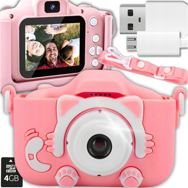 APARAT CYFROWY DLA DZIECI KOTEK Z KARTĄ PAMIĘCI FOTGRAFICZNY + GRATIS