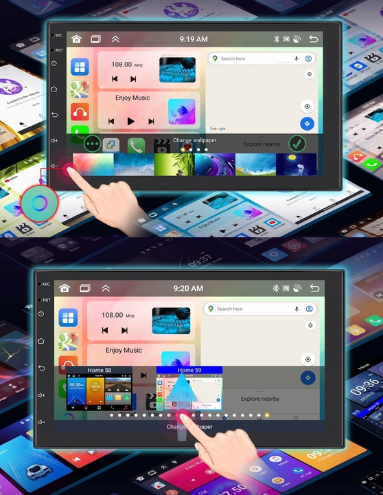 RADIO SAMOCHODOWE 2 DIN ANDROID AUTO CARPLAY 4GB/64GB ANDROID 13 RDS DSP