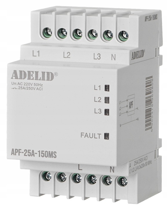 AUTOMATYCZNY PRZEŁĄCZNIK FAZ 230V 25A 150MS