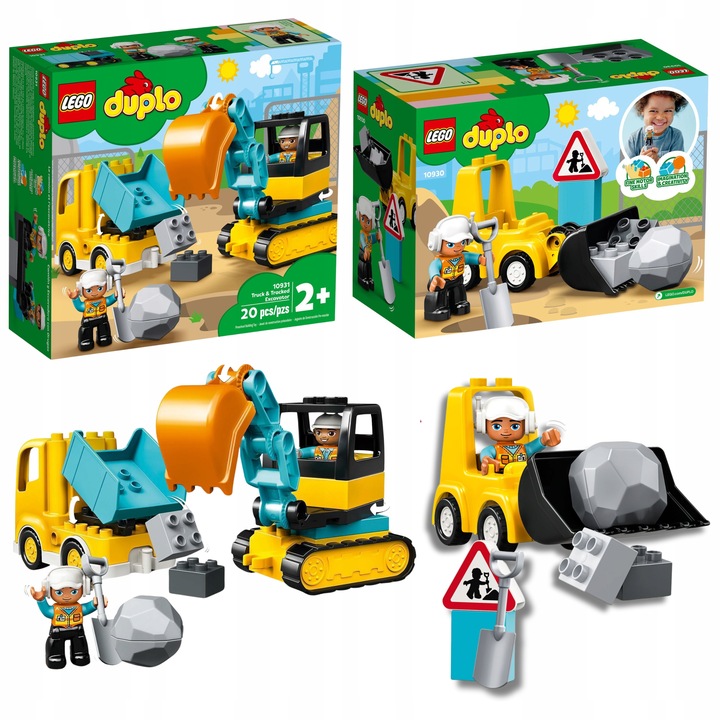 LEGO DUPLO Koparka i ciężarówka 10931+ Buldożer 10930 Budowa AUTA 2 AUTO