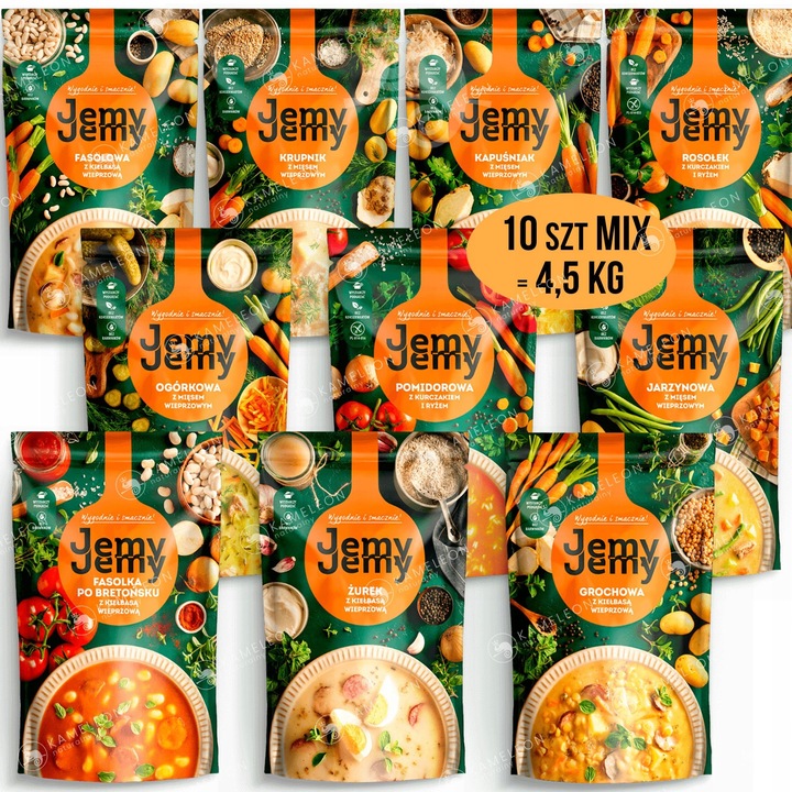 JEMY JEMY ZUPY TRADYCYJNE gotowe danie zupa ZESTAW 10sztuk MIX SMAKÓW 4,5KG
