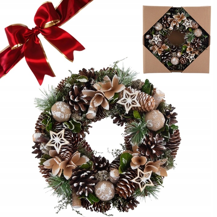 Wianek świąteczny na drzwi stroik wieniec Altom Design szyszki 30 cm
