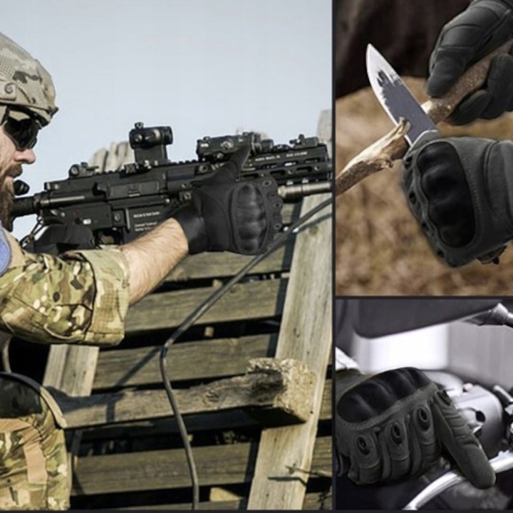 Rękawice Motocyklowe Nylon Czarne Mocne Dotykowe - XL