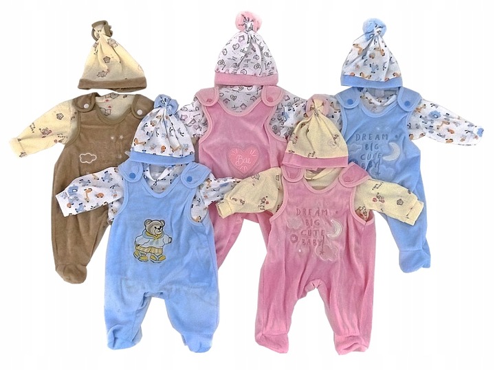 różowe BABY ubranko BORN dla lalki BOBAS sukienka PAJACYK czapka BUCIKI 403