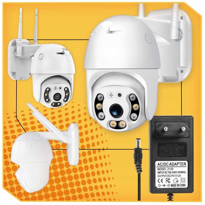 KAMERA ZEWNETRZNA WIFI OBROTOWA IP FULL HD 360 MONITORING ZOOM 4x DETEKCJA