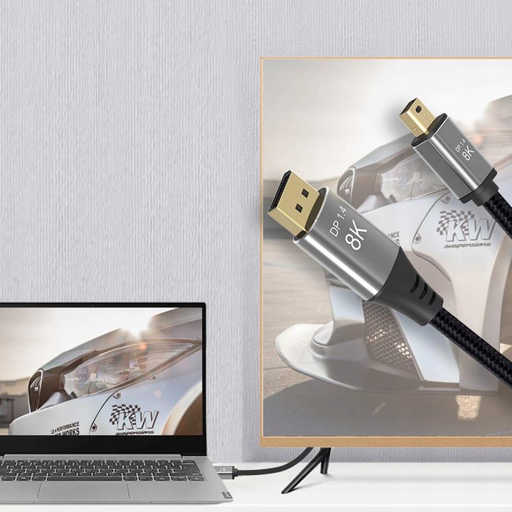 KABEL MINI DISPLAYPORT DO DISPLAYPO DP 1.4 PRO 8K 4K 144 Hz THUNDERBOLT 2M