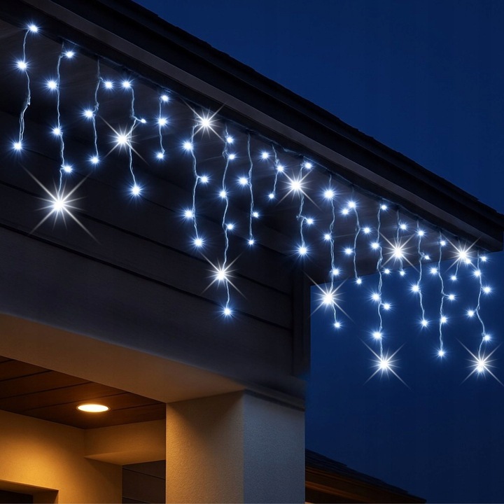 SOPLE 500 LED KURTYNA LAMPKI ZEWNĘTRZNE IP44 FLASH Białe ZIMNE 25M GRUBE