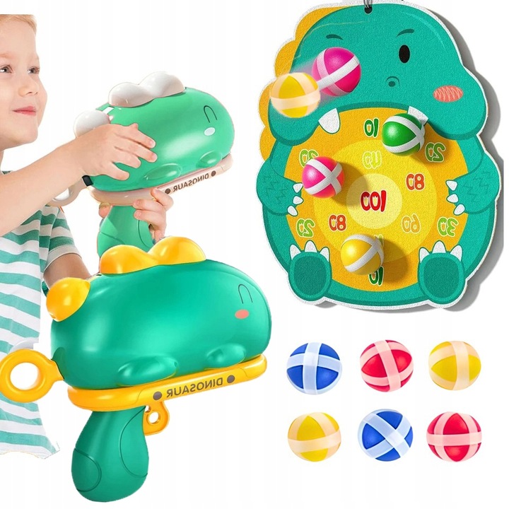 Gra Zręcznościowa Strzelanie Do Celu Na Rzepy Tarcza Dinozaur Pistolet