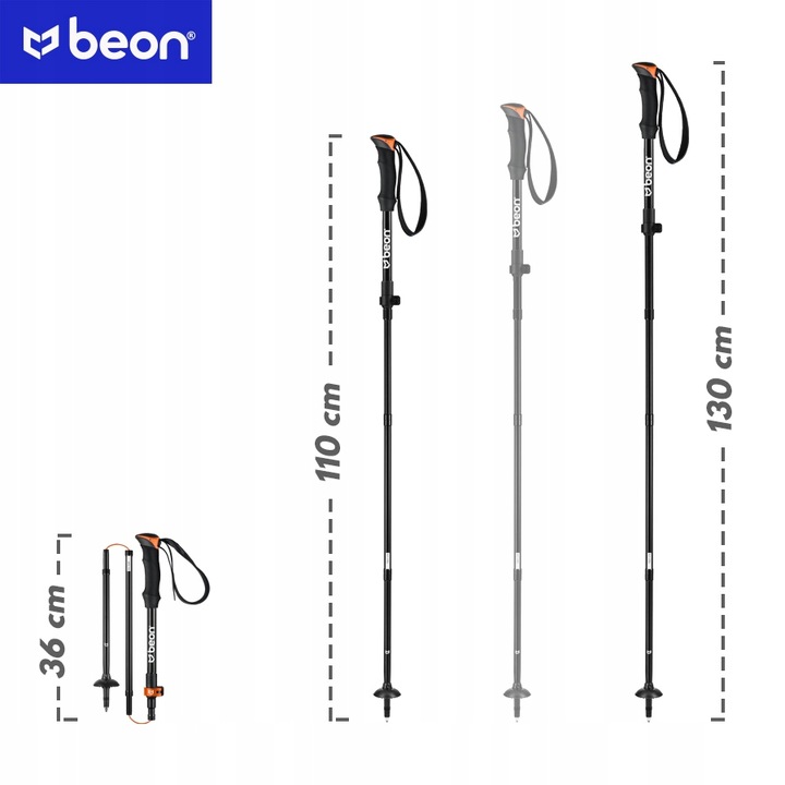 KIJE TREKKINGOWE SKŁADANE REGULOWANE KIJKI W GÓRY TURYSTYCZNE BEON FOLD