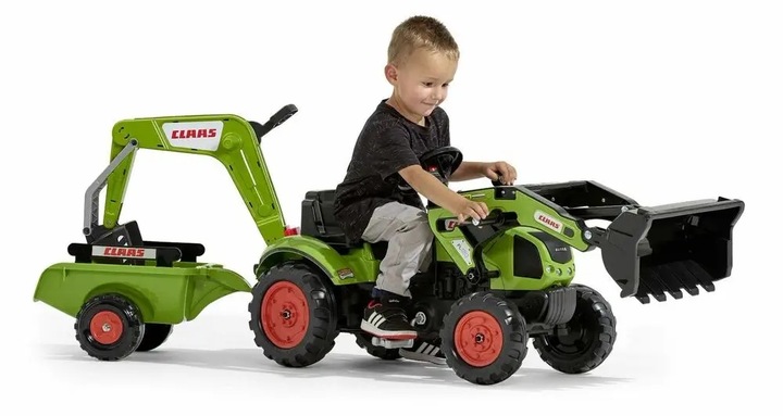 FALK XXL Traktor z Przyczepą CLAAS Arion Backhoe ŁYŻKA + Ładowarka Od 2 Lat