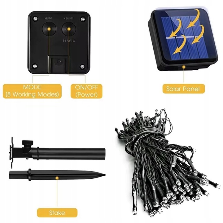 Lampki solarne LED 200LED ciepła biel