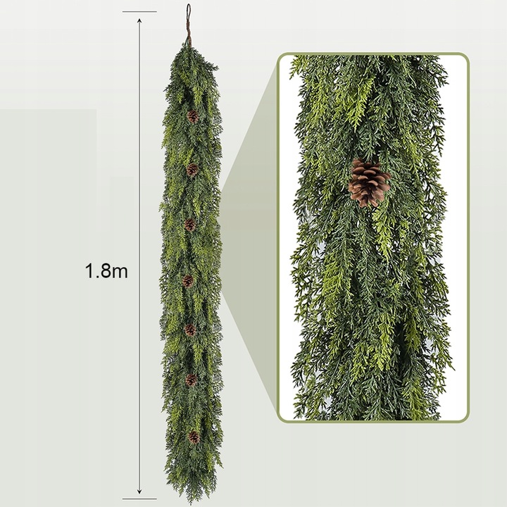DIY WIENIEC ŚWIĄTECZNY 180CM Z SZYSZEK WIANEK CEDROWY DEKORACJA ŚWIĄTECZNA