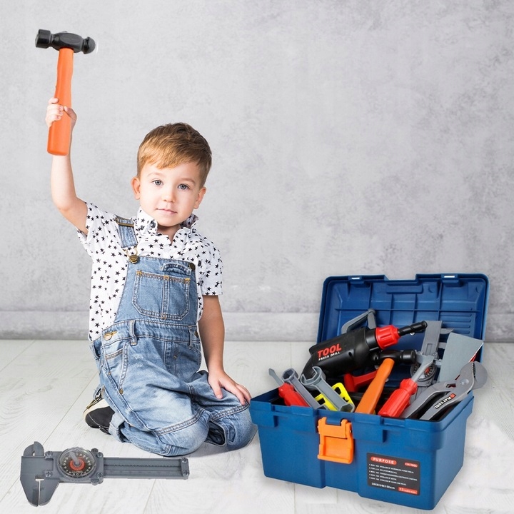 SKRZYNKA KUFEREK Z NARZĘDZIAMI WIERTARKA WARSZTAT ZESTAW MAJSTERKOWICZA