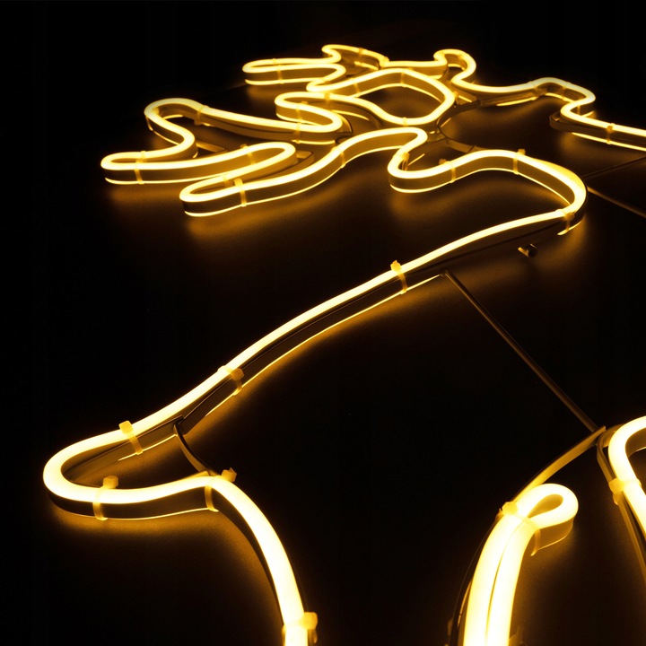 Lampki Zewnętrzne Świąteczne Renifer Dekoracja Ozdoba LED Neon Biały IP44