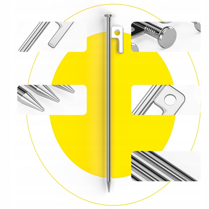 kotwy do trampoliny Solidne kotwa do ziemi 9mm 30cm 8szt z workiem srebrny