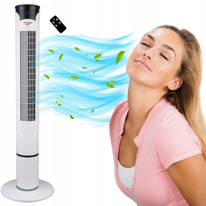 Wentylator kolumnowy wiatrak podłogowy cichy z pilotem timer termometr