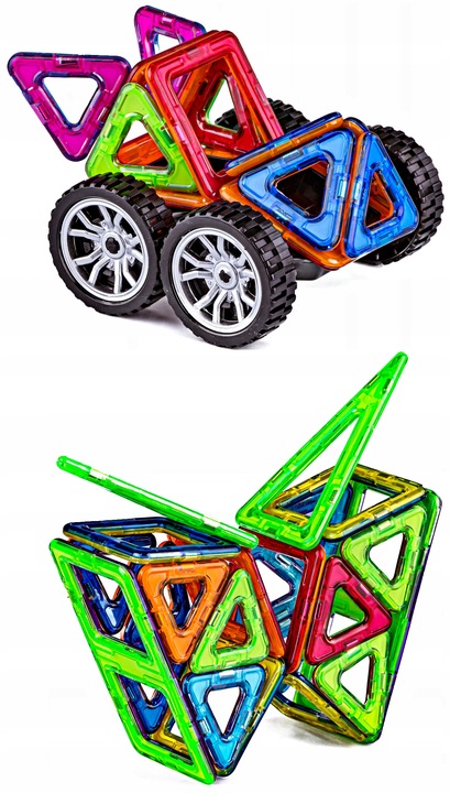 EDUKACYJNE konstrukcyjne KLOCKI MAGNETYCZNE 124 element prezenty certyfikat