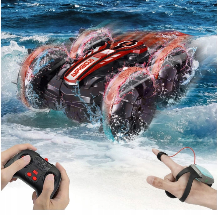 ZDALNIE STEROWANY SAMOCHÓD RC AMFIBIA 4X4, 360° OBROTY STEROWANIE GESTAMI