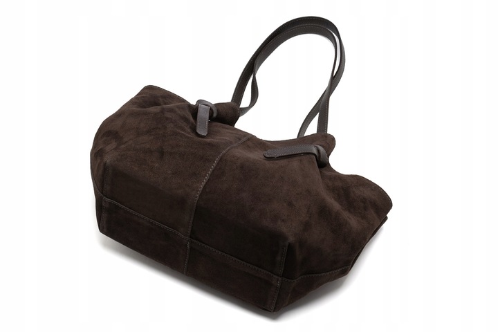 Vera Pelle torebka shopper skóra naturalna zamszowa brązowy