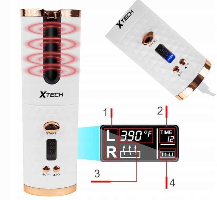 LOKÓWKA DO WŁOSÓW AUTOMATYCZNA CERAMICZNA LCD CURL BIAŁA XTECH