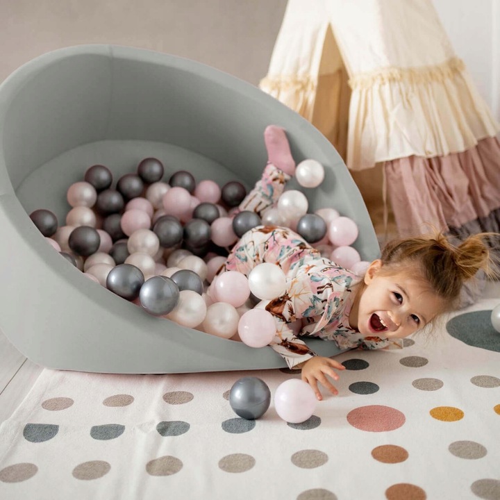 Suchy Basen z Kulkami 90x30 dla Dzieci Szary Smart 200 piłek MISIOO