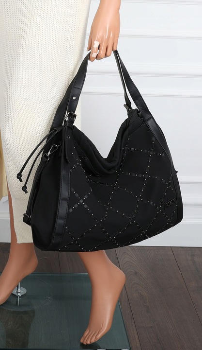 Torebka Damska Listonoszka Shopper Duża Torba na Ramię Worek CH6686 Czarna