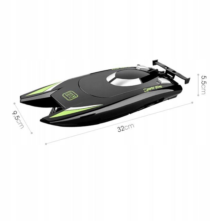 ŁÓDŹ MOTORÓWKA WYŚCIGOWA ZDALNIE STEROWANA SZYBKA 25KM/H+Pilot czarny