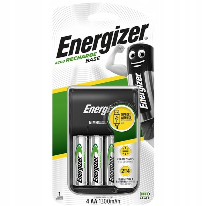 Ładowarka ENERGIZER Base Baterii AAA R3 AA R6 + 4x Akumulatorki AA 1300mAh