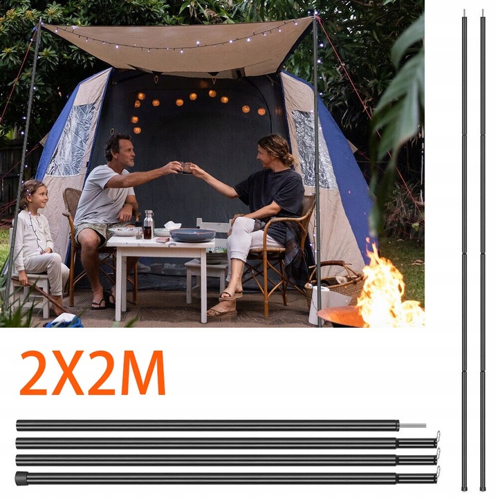 2X 2M TYCZKI NAMIOTOWE TELESKOPOWY REGULOWANY TYCZKA DO BALDACHIMU