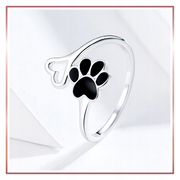 Srebrny Pierścionek Otwarty ŁAPKA PUPILA S925