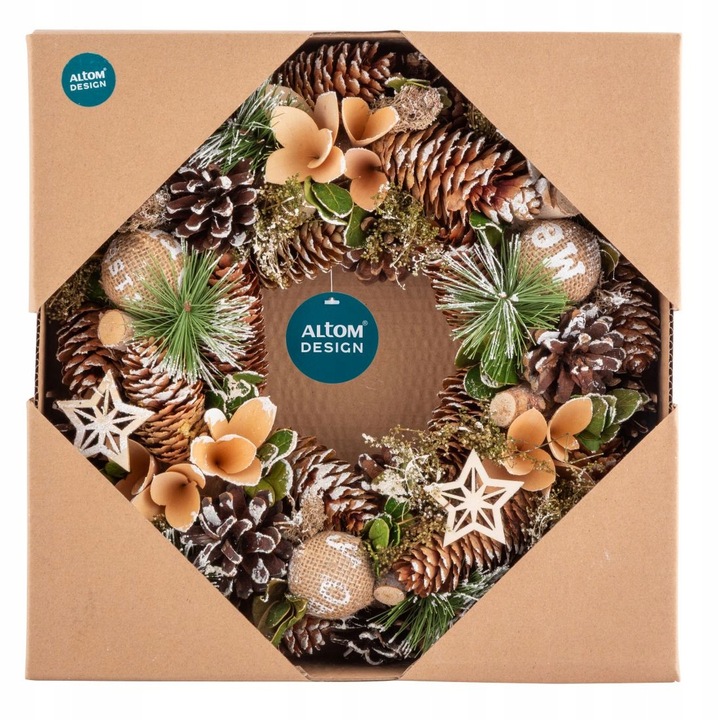 Wianek świąteczny na drzwi stroik wieniec Altom Design szyszki 30 cm