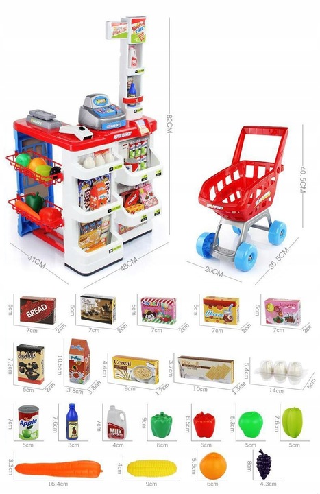 SUPERMARKET SKLEP STRAGAN DLA DZIECI KASA + KOSZYK MATADI