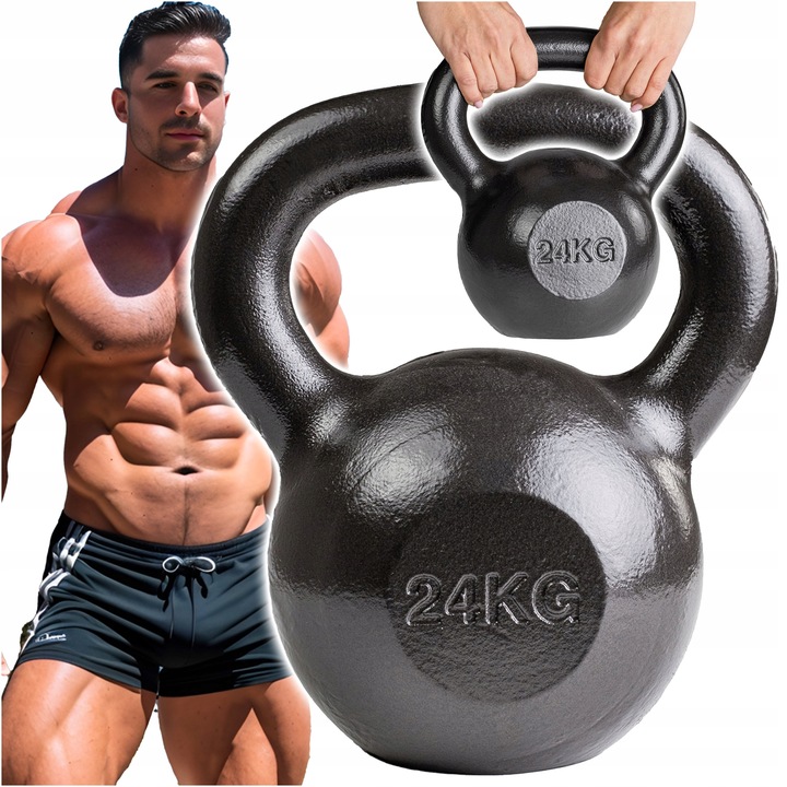 KETTLEBELL ODWAŻNIK DO ĆWICZEŃ KETTLE HANTLA HANTEL ŻELIWNY FITNESS 24KG