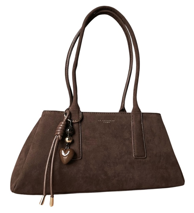 Flora&Co torebka shopper brązowy czekoladowa zamszowa torebka jamnik