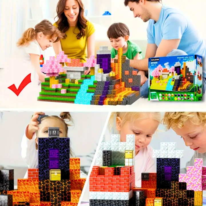 Klocki Magnetyczne Zestaw Klocków Edukacyjnych Na Magnes 32 SZT. + LUDZIK