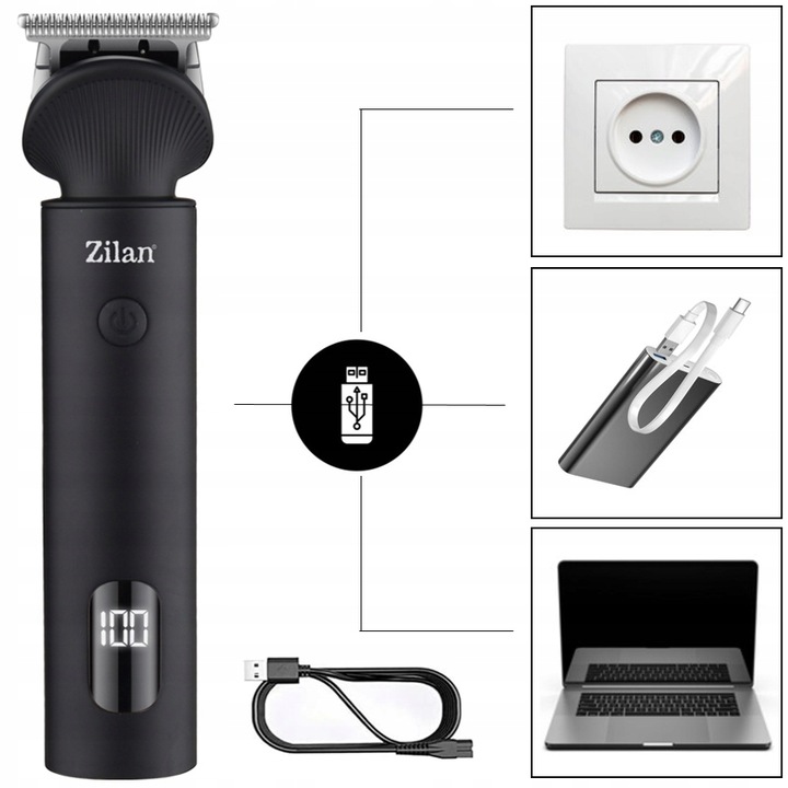 TRYMER GOLARKA STRZYŻENIE GOLENIE BRODY WŁOSÓW BEZPRZEWODOWA XXL USB 16W1