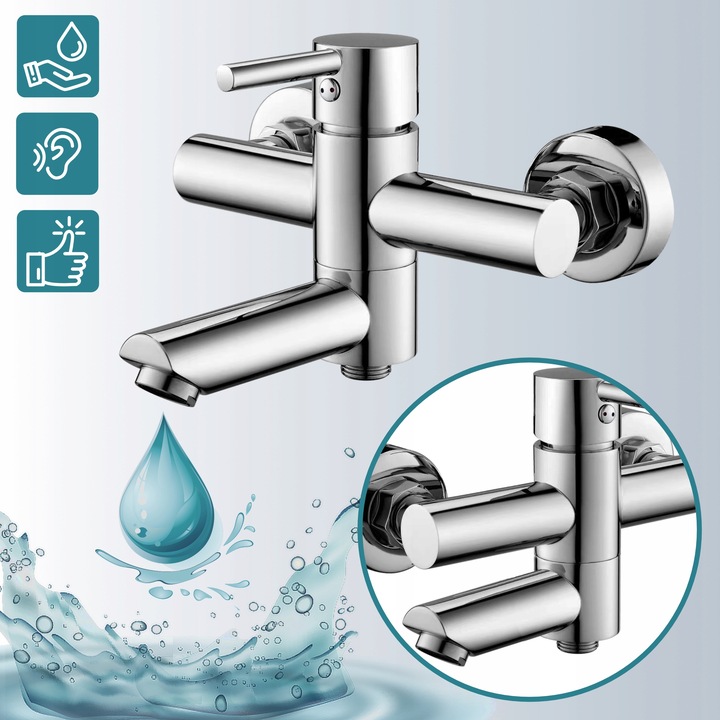 Bateria wannowa z chowaną wylewką Kran do wanny i prysznica składany SOTBE