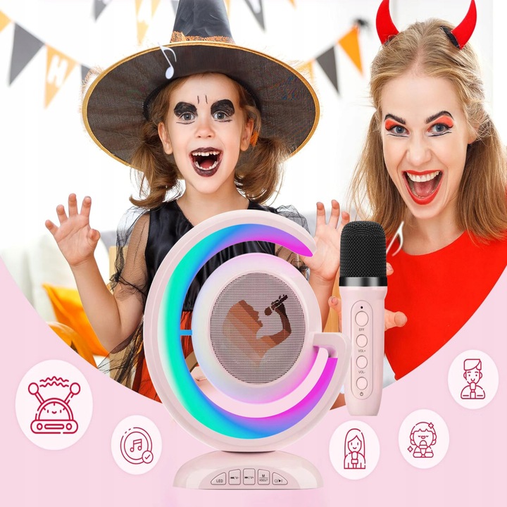 Bezprzewodowy Zestaw do Karaoke Głośnik Bluetooth + 2 Mikrofony dla Dzieci