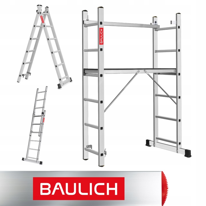 Rusztowanie aluminiowe 2x6 podest roboczy składany drabina 3w1 BAULICH