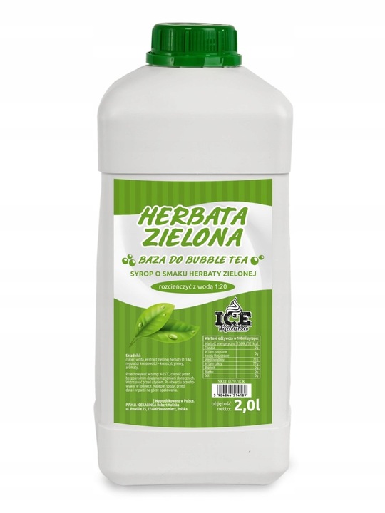 Syrop herbaciany HERBATA ZIELONA do Bubble Tea 2l baza 1:20 Popping Boba