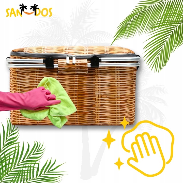 Torba kosz termiczny wiklinowy piknikowy koszyk na piknik zakupy składany
