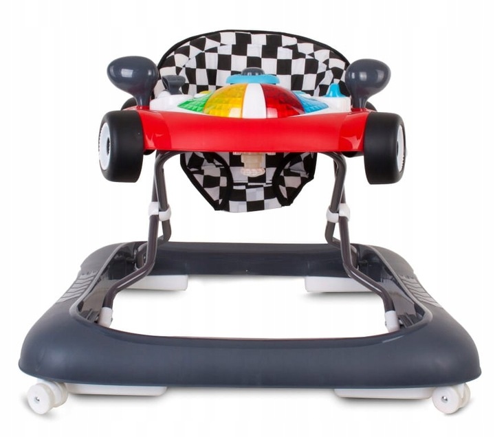 Interaktywny chodzik dla dzieci wyścigówka czerwono czarny